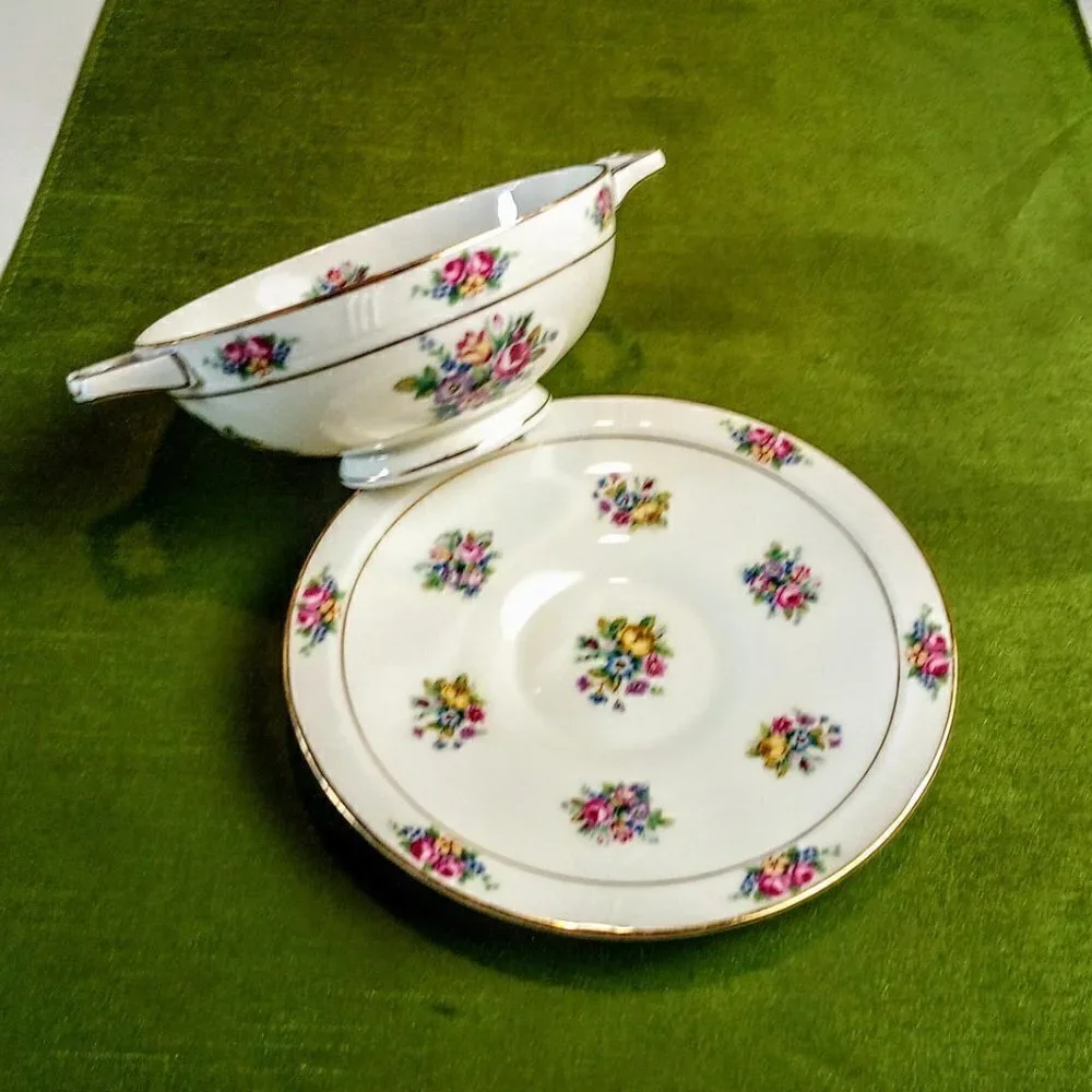 H&C Coronado Footed Cream Soup Bowl & Saucer Set